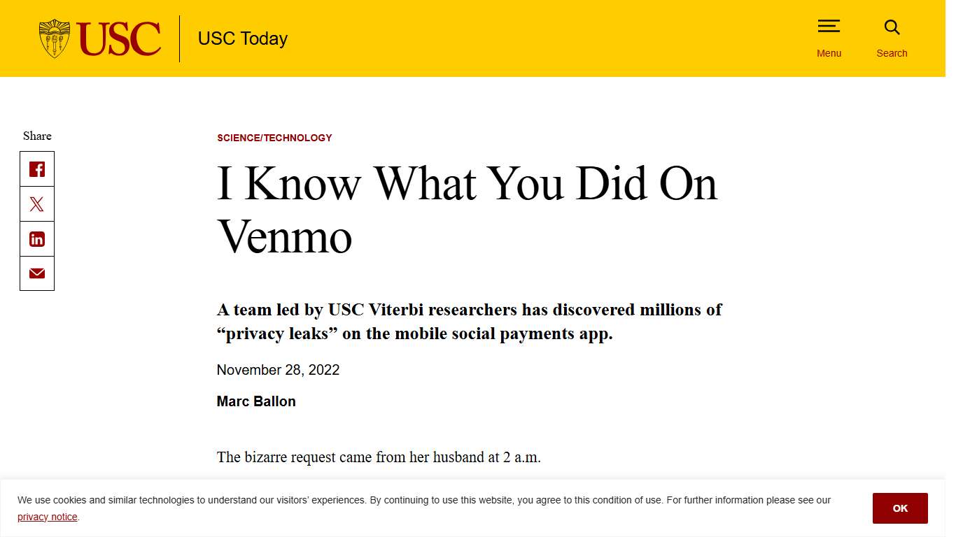 I Know What You Did On Venmo - USC Today